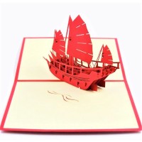 Handmade Origami Papercraft 3d Pop Up Popup Card Birthday Card Xmas Christmas Card Greeting Card Blank Card Battleship Warship Vessel Medieval Ancient Pirate Boat Ship Yacht Hk Sampan Boat